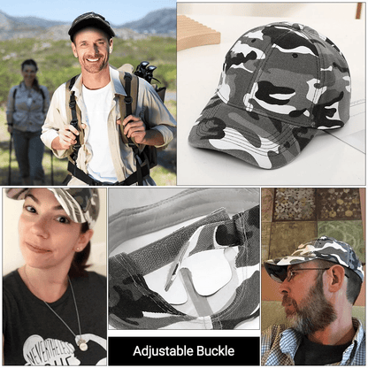Camouflage 2pc Baseball Caps Adjustable Breathable Six-Panel Outdoor Hat
