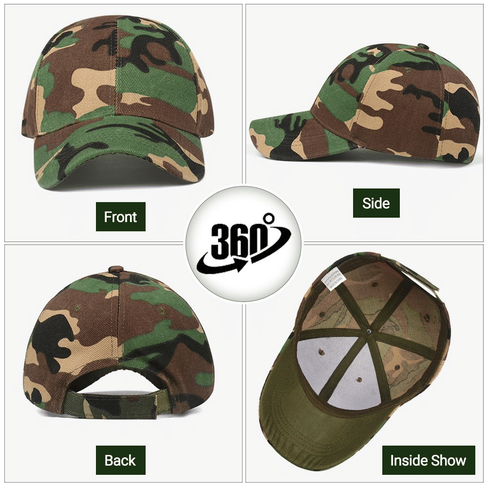 Camouflage 2pc Baseball Caps Adjustable Breathable Six-Panel Outdoor Hat