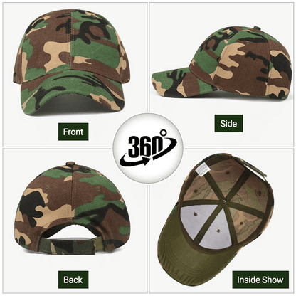 Camouflage 2pc Baseball Caps Adjustable Breathable Six-Panel Outdoor Hat