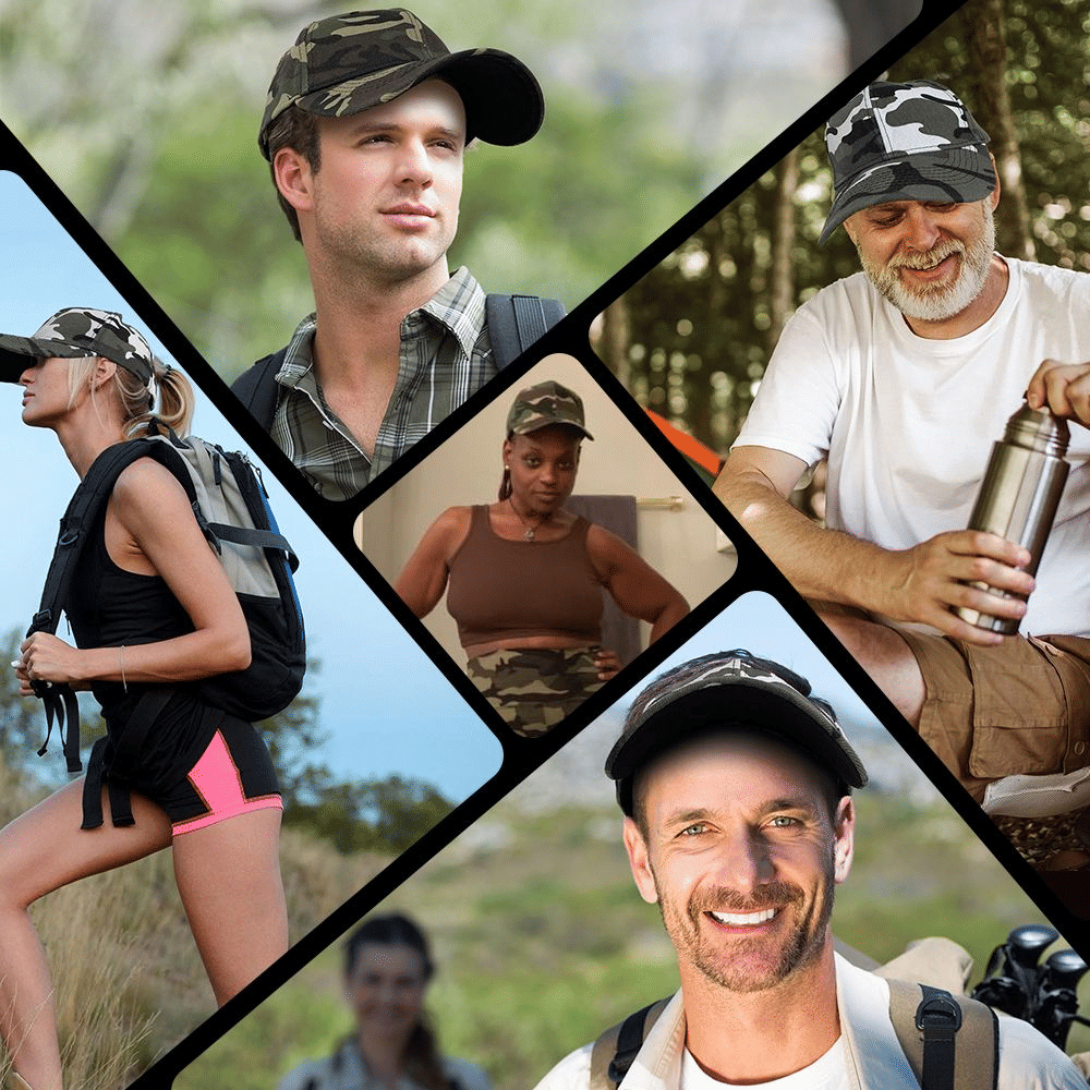 Camouflage 2pc Baseball Caps Adjustable Breathable Six-Panel Outdoor Hat