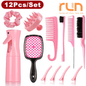 Professional 12-Piece Hair Styling Kit: Combs, Spray Bottle, Scalp Massager, Brushes
