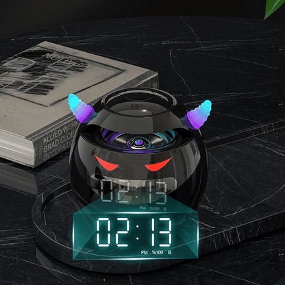 Wireless Bluetooth Speaker, LED Digital Alarm Clock, Music Player, Round Design