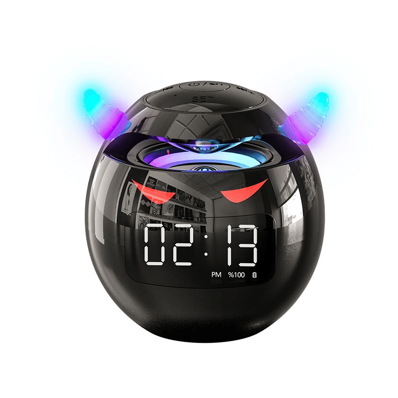 Wireless Bluetooth Speaker, LED Digital Alarm Clock, Music Player, Round Design