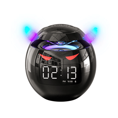 Wireless Bluetooth Speaker, LED Digital Alarm Clock, Music Player, Round Design