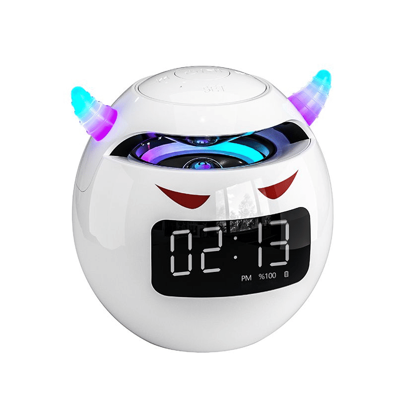 Wireless Bluetooth Speaker, LED Digital Alarm Clock, Music Player, Round Design