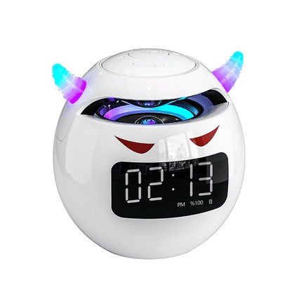 Wireless Bluetooth Speaker, LED Digital Alarm Clock, Music Player, Round Design
