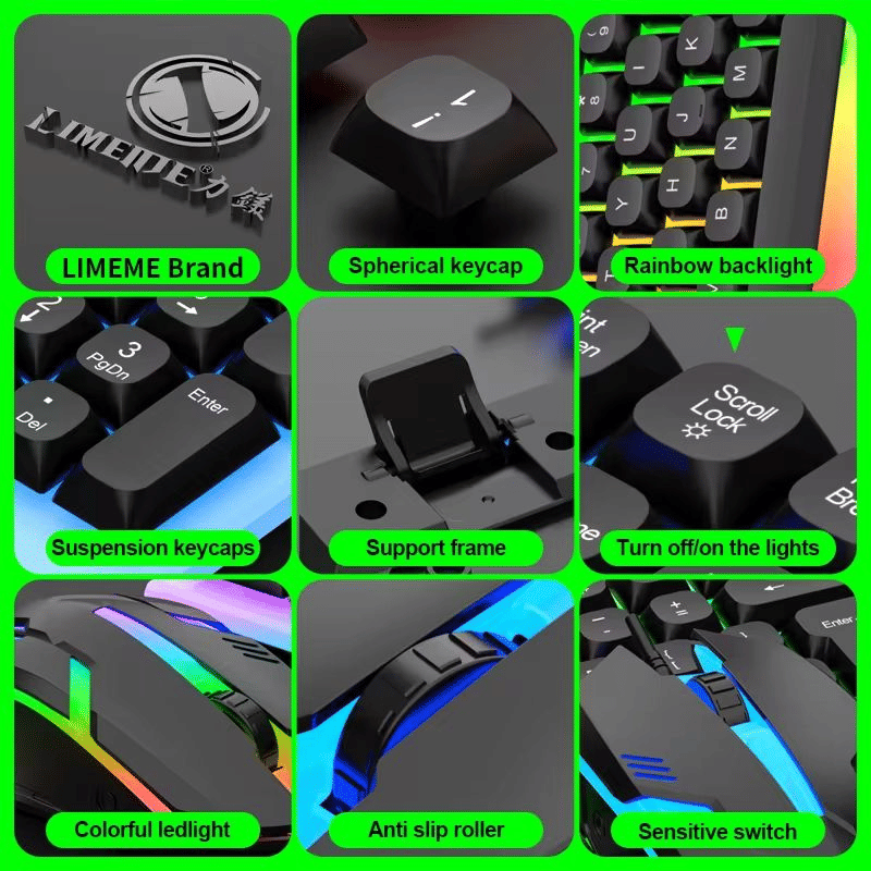 LIMEIDE GTX350 RGB Wired Gaming Keyboard & Mouse Set - Hot-Swappable