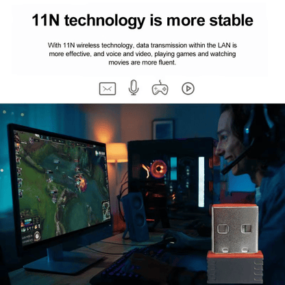 Compact USB 2.0 Wireless WiFi Adapter 150Mbps for PC Desktop Laptop