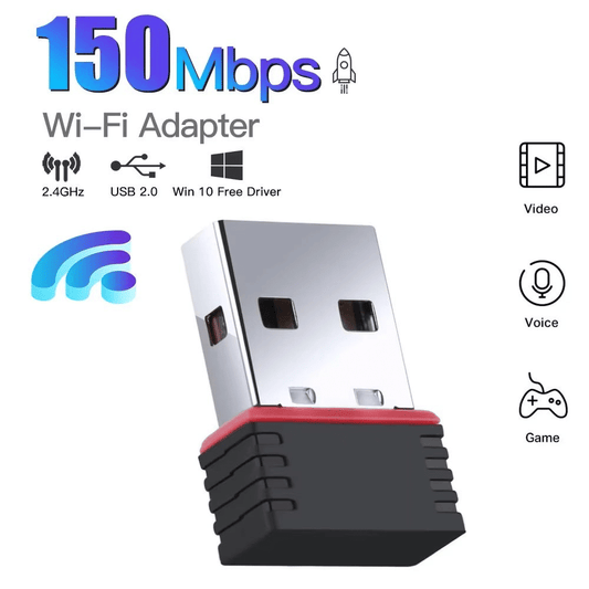 Compact USB 2.0 Wireless WiFi Adapter 150Mbps for PC Desktop Laptop