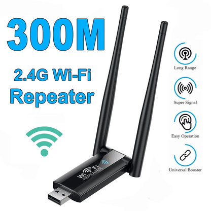 USB 2.4G 300Mbps Wireless WiFi Repeater Extender for Home Network Boost