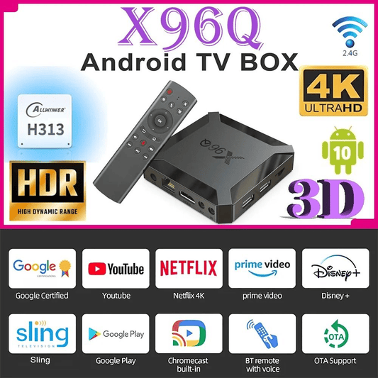 X96Q Smart TV Box, Android 10, 4K HDR10, Quad Core, 2GB RAM