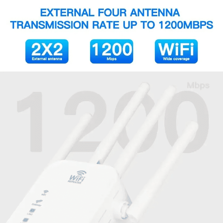 Powerful 1200Mbps Dual-Band WiFi Repeater Booster | 2.4G/5GHz Signal Extender