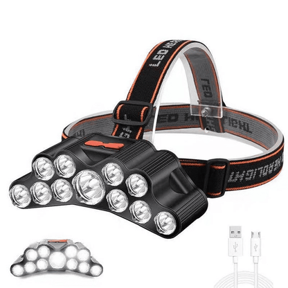 Powerful 11-LED Rechargeable Headlamp: High Lumen USB-C Headlight for Outdoor Adventures