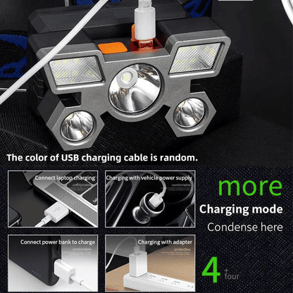 Bright 5-LED USB Rechargeable Headlamp for Outdoor Camping & Hiking Adventures