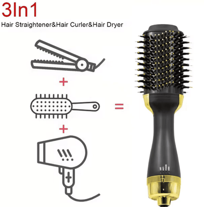 Pro One Step Hot Air Brush Volumizer: Dryer, Straightener, Curler for All Hair Types