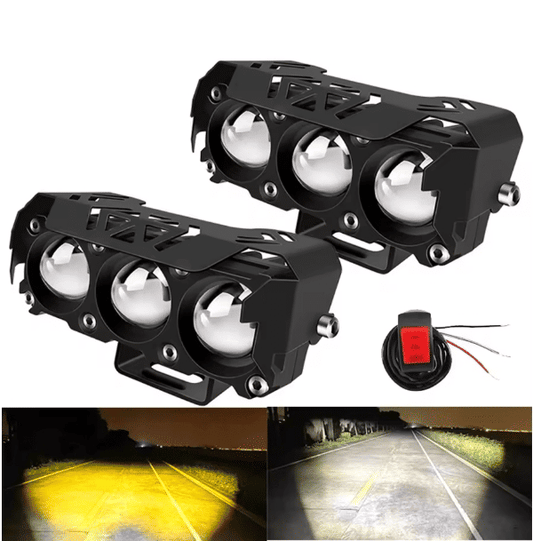 Powerful Motorcycle Three-Eye LED Spotlights for Enhanced Electric Vehicle Visibility