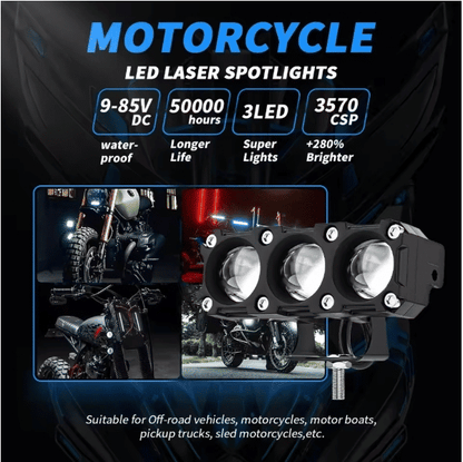 Powerful Motorcycle Three-Eye LED Spotlights for Enhanced Electric Vehicle Visibility