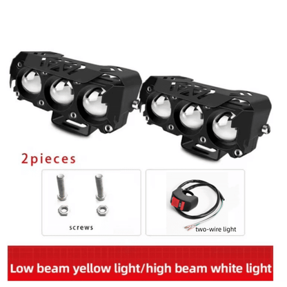 Powerful Motorcycle Three-Eye LED Spotlights for Enhanced Electric Vehicle Visibility