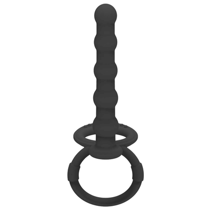 Premium Silicone Anal Beads Butt Plug with Cock Ring Strap, Dual Stimulator Dildo