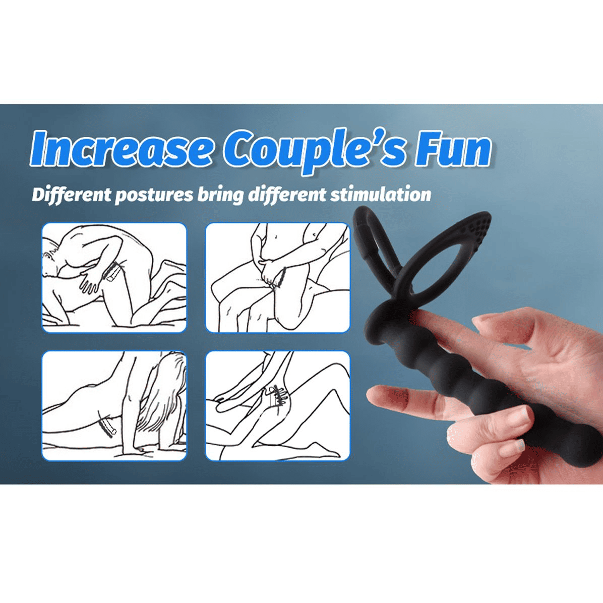 Premium Silicone Anal Beads Butt Plug with Cock Ring Strap, Dual Stimulator Dildo