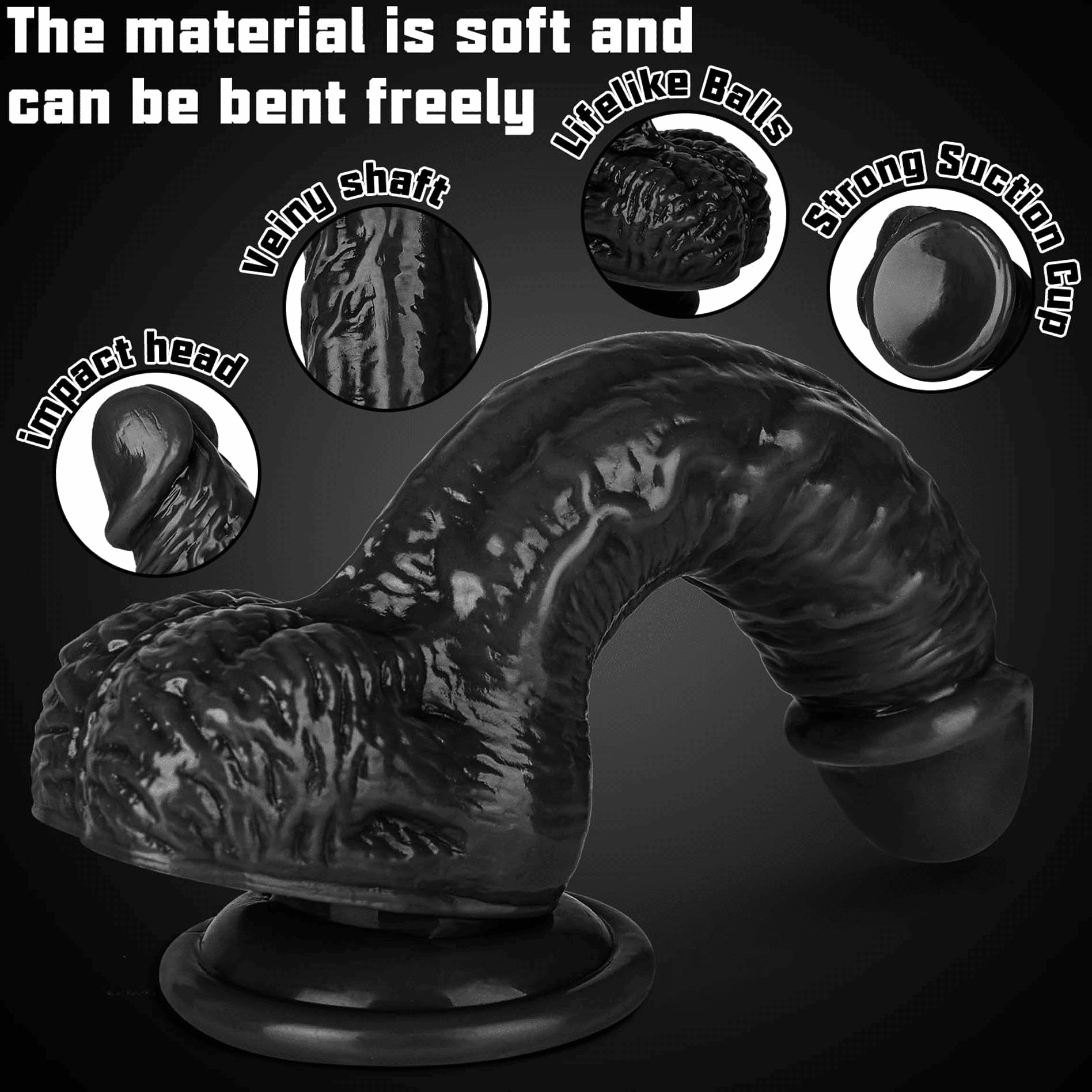 Realistic Silicone Dildo with Suction Cup, G-Spot & Anal Lifelike Sex Toy