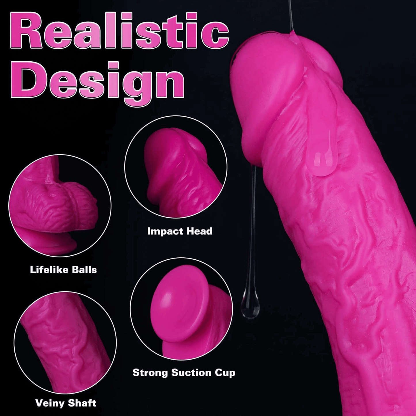 Realistic Silicone Dildo with Suction Cup, G-Spot & Anal Lifelike Sex Toy