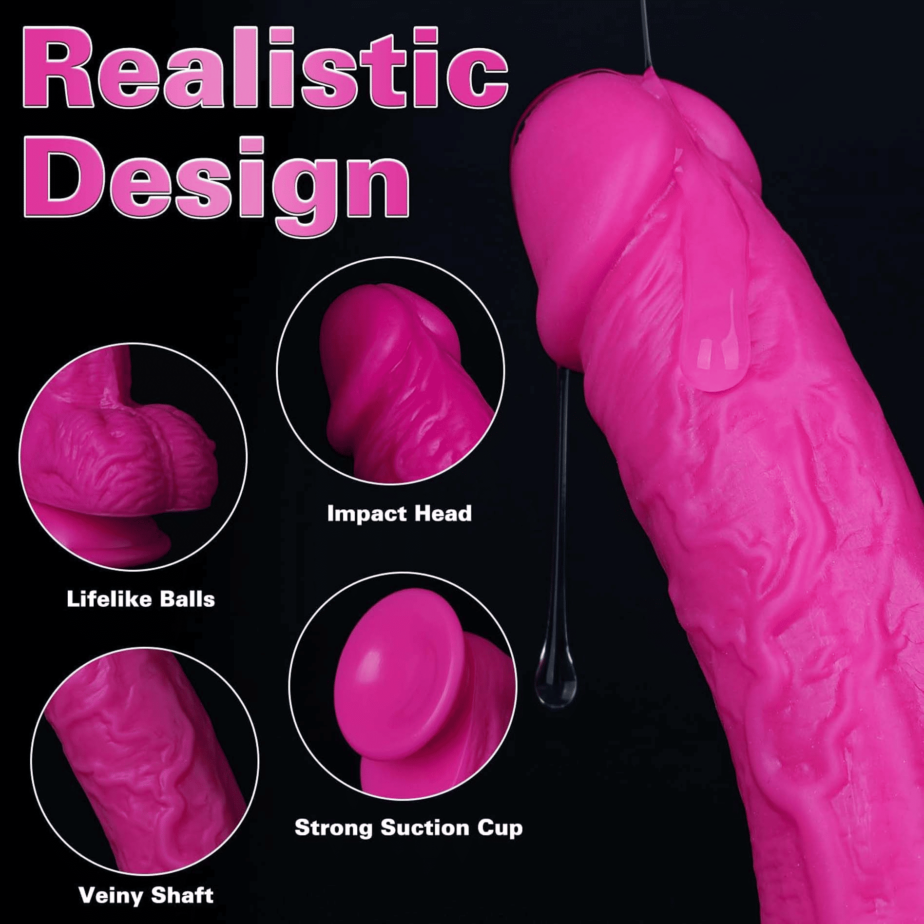 Realistic Silicone Dildo with Suction Cup, G-Spot & Anal Lifelike Sex Toy