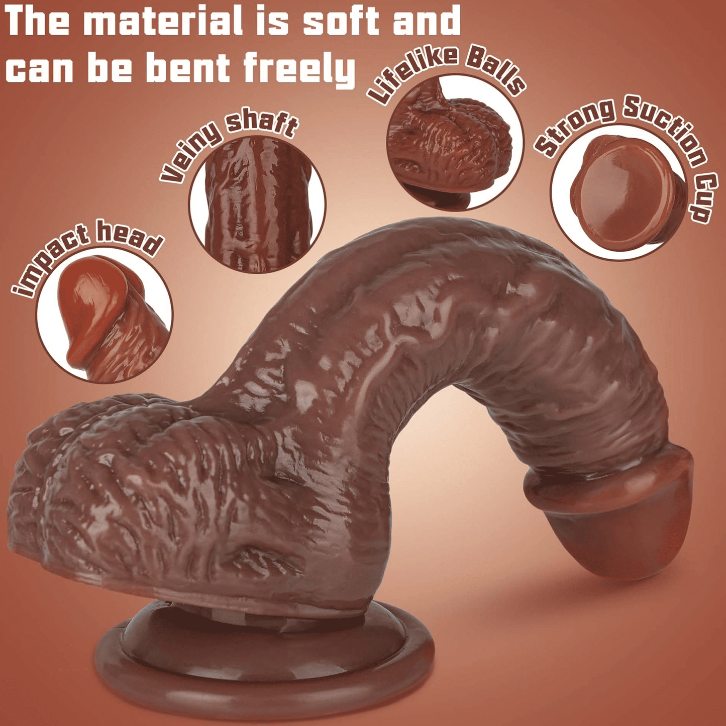 Realistic Silicone Dildo with Suction Cup, G-Spot & Anal Lifelike Sex Toy