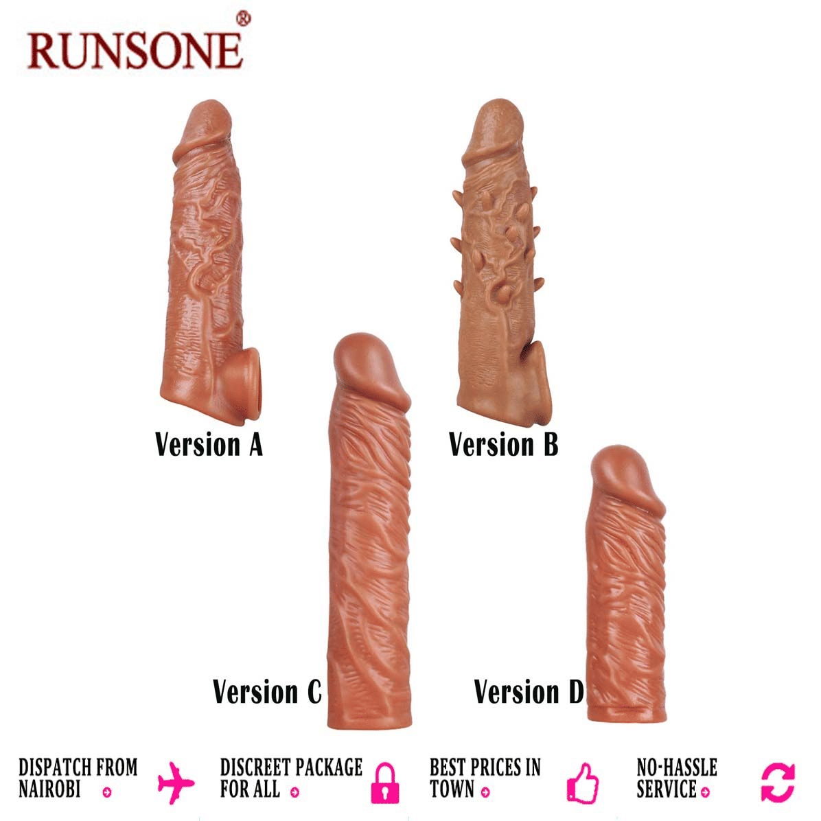 Premium Silicone Penis Sleeve Extender, Realistic, Reusable, Enhances Male Performance