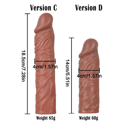 Premium Silicone Penis Sleeve Extender, Realistic, Reusable, Enhances Male Performance