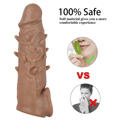 Premium Silicone Penis Sleeve Extender, Realistic, Reusable, Enhances Male Performance