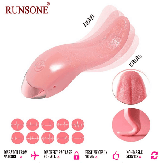 Realistic Tongue Licking Vibrator, G-Spot Clitoral Stimulator, Soft Rose Adult Sex Toy