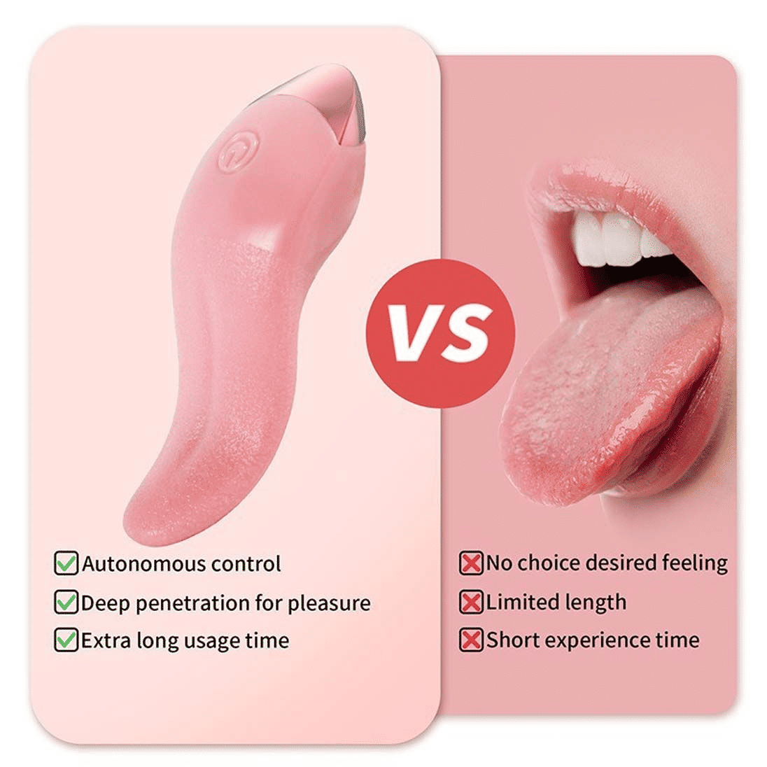 Realistic Tongue Licking Vibrator, G-Spot Clitoral Stimulator, Soft Rose Adult Sex Toy