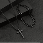 Men's 3-Piece Titanium Steel Cross Jewelry Set - Necklace, Ring, Bracelet