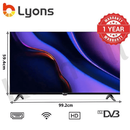 LYONS 43-inch Frameless Smart TV: HD Android, Bluetooth, Netflix, YouTube, Energy Saving