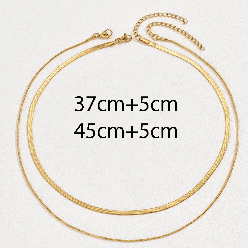 Elegant Titanium Steel Double Layered Non-Fading Women's Collarbone Necklace Set