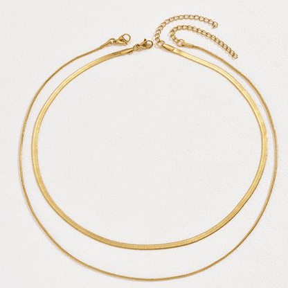 Elegant Titanium Steel Double Layered Non-Fading Women's Collarbone Necklace Set