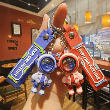 Trendy Space Man Bear Keychain - Cool Cartoon Car Keyring & Bag Charm Gift