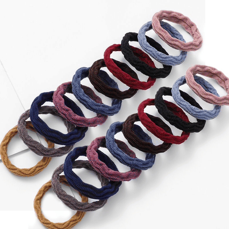 20-Pack Thick Elastic Seamless Hair Ties, Gentle No-Damage Ponytail Holders for Women