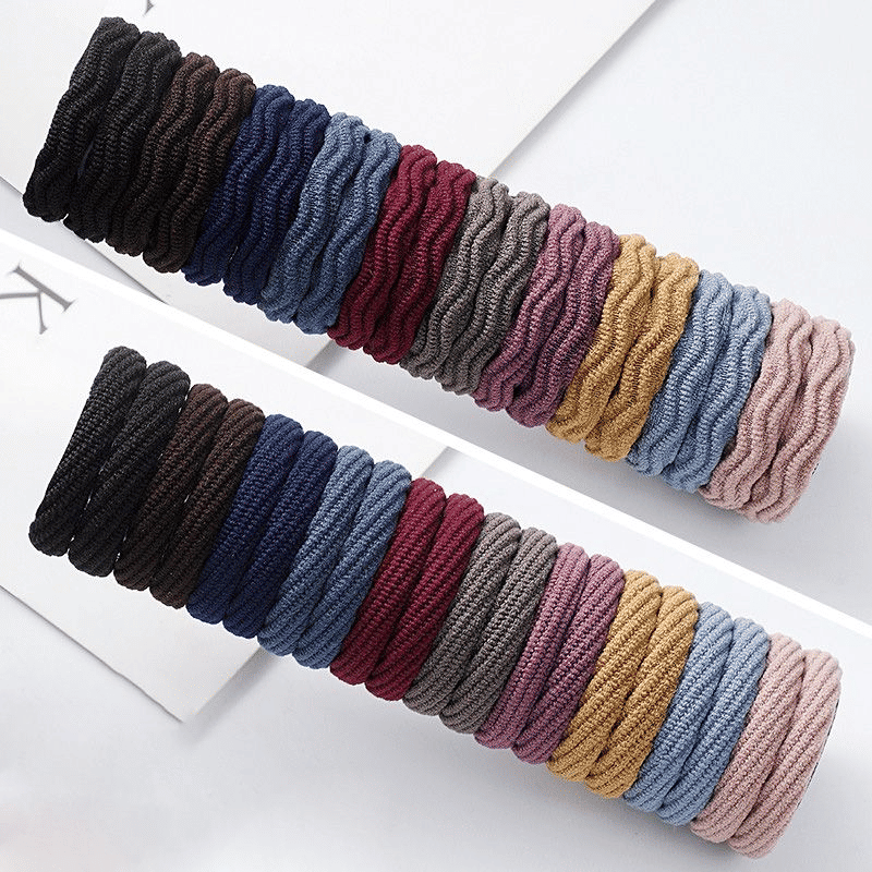 20-Pack Thick Elastic Seamless Hair Ties, Gentle No-Damage Ponytail Holders for Women
