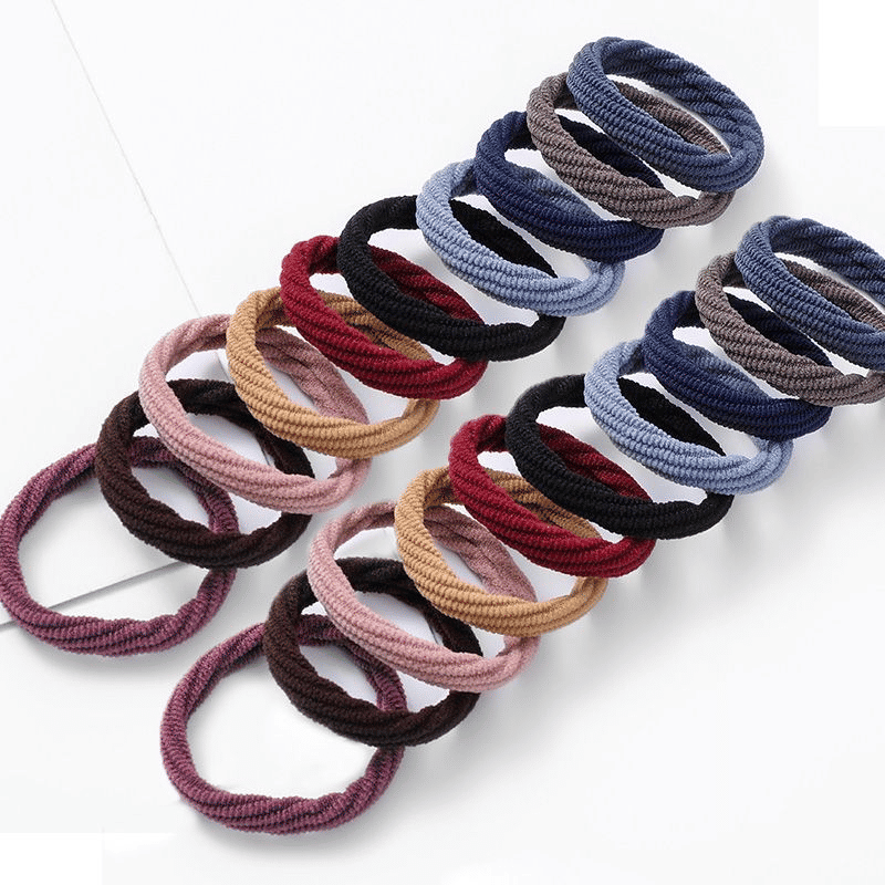 20-Pack Thick Elastic Seamless Hair Ties, Gentle No-Damage Ponytail Holders for Women