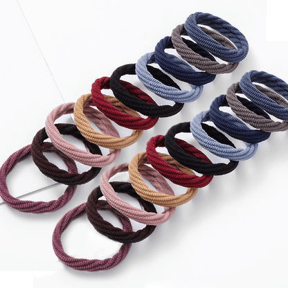 20-Pack Thick Elastic Seamless Hair Ties, Gentle No-Damage Ponytail Holders for Women