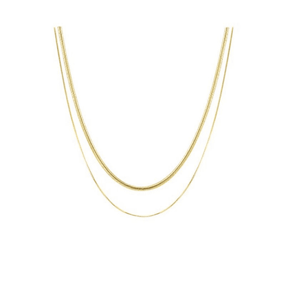 Elegant Titanium Steel Double Layered Non-Fading Women's Collarbone Necklace Set