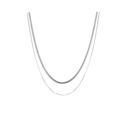 Elegant Titanium Steel Double Layered Non-Fading Women's Collarbone Necklace Set