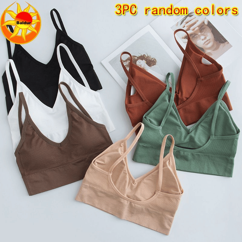 Baldur 3PC Women's Seamless Threaded Sports Bra, No Steel Ring, Multi-Color Pack, Free Size