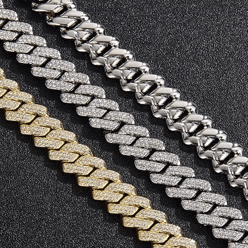 Luxury Iced Out 14mm Miami Cuban Link Chain Necklace Bracelet for Men Women