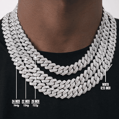 Luxury Iced Out 14mm Miami Cuban Link Chain Necklace Bracelet for Men Women