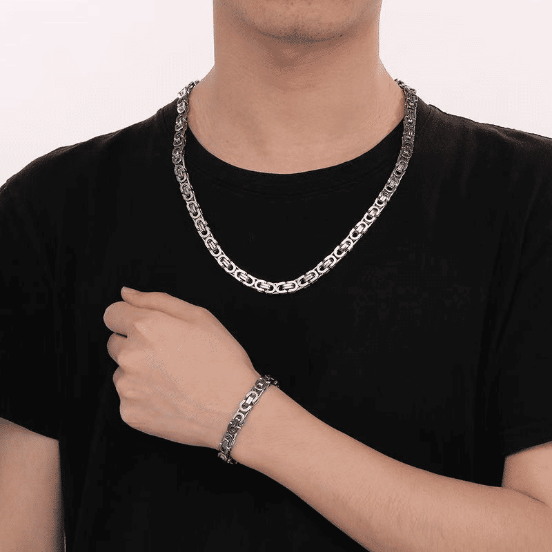Premium Stainless Steel Hip Hop Rapper Chain Necklace - Waterproof, No Fade