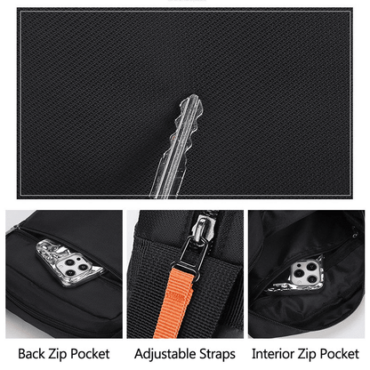 Men's Durable Nylon Chest Sling Bag - Lightweight, Multi-Pocket Crossbody Design