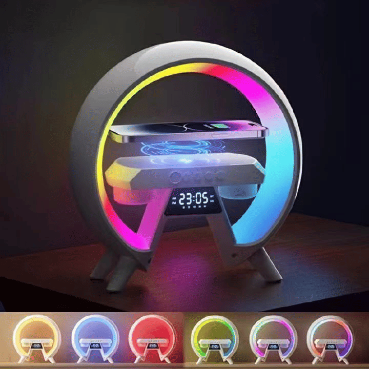 GX63 Multi-functional Bluetooth Speaker: Wireless Charging, Clock, Night Light, Dual Audio